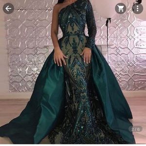 Green sequence prom dress